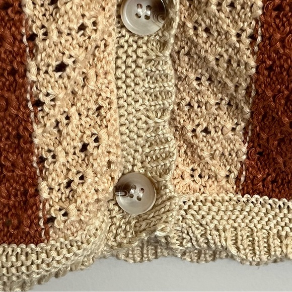 Women’s Grace+Karma Boho Anthropology Knit Crochet Top Size Large Button Front - Picture 3 of 9